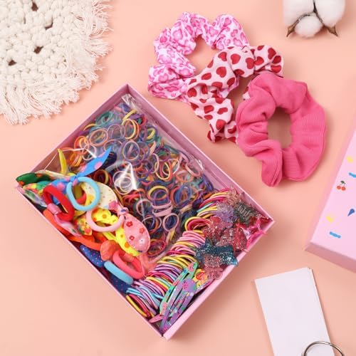 Rosvia Hair Accessories for Toddler Girls,463 Pcs Colorful Hair Ties Set with 26 Pcs Hair Clips,Cute Scrunchies,Butterfly Hair Clips,Ideal Gifts for Girl - Image 7