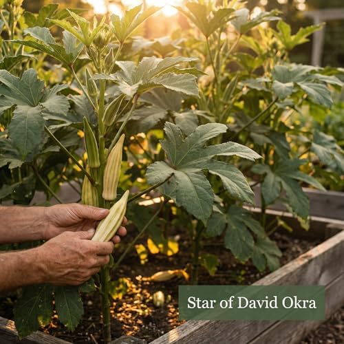 50 Star of David Okra Seeds for Planting - Large Round 8-Ridged Pods, Israeli Heirloom, Non-GMO, USA Grown by RDR Seeds - Image 6