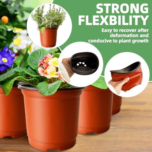 Baaxxango 200 PCS Plastic Nursery Pots,4 Inch Seedling Starting Pot with Holes,Flower Plant Container for Succulent,Seed,Cuttings,Transplanting - Image 3