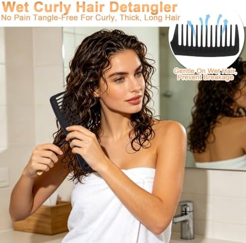 6 Pieces Detangling Styling Comb Set for Women and Men - For Straight, Curly Hair - Image 5