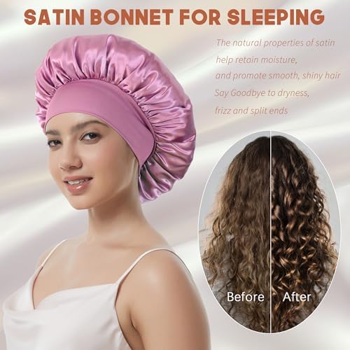2pcs Satin Bonnet for Sleeping, Silk Hair Sleep Bonnets for Women - Image 4