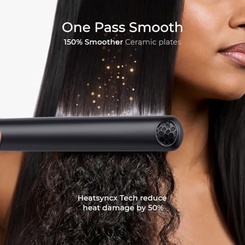 TYMO Flat Iron Hair Straightener and Curler 2 in 1 with 10s Fast Heating, 1 Inch Professional Straightening Curling Iron with 32 Adjustable Temp and Automatic Shut Off, Matte Black - Image 2