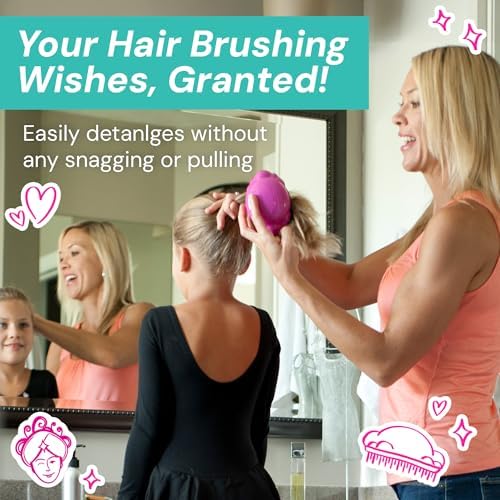 Knot Genie Detangling Hair Brush for Kids (Lovely Locks Lime) | Original Full Size | Perfect for Curly Hair, Gently Separate Tangles, Leaves Hair Smooth & Shiny | The Pain Free Knot Detangler - Image 3