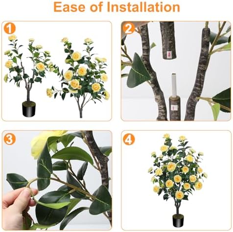 2 Pack 43.3"/3.6FT Artificial Camellia Trees for Outdoor - Image 3