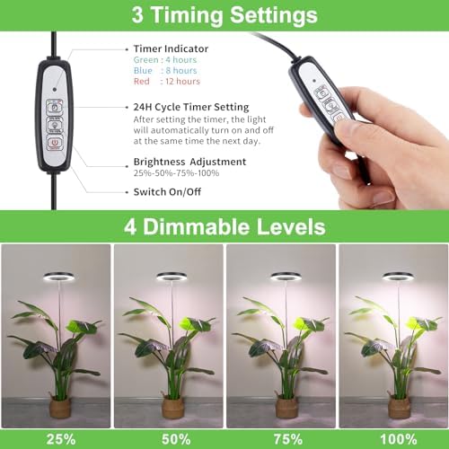 LBW 6.3" Grow Light, 72 LEDs Full Spectrum Grow Lights for Indoor Plants - Image 5