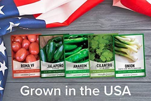 Gardeners Basics, Heirloom Salsa Growing Seed Packets, Roma VF Tomato, Jalapeno, Cilantro, Anaheim and Onion Seeds for Garden Non GMO 5 Free Plant Markers - Image 3