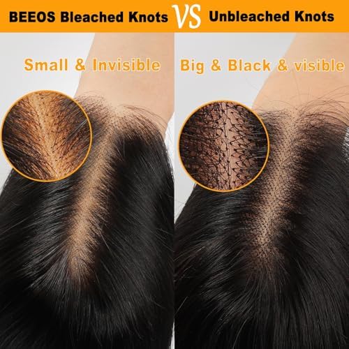 BEEOS 250% Density 5x5 SKINLIKE Real HD Lace Closure Wig, 0.10mm Ultra-thin Invisible HD Lace Bleached Knots Pre-Plucked Body Wave Human Hair Wigs 22 Inch - Image 6