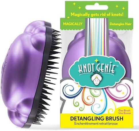 Knot Genie Detangling Hair Brush for Kids (Lilac Loveliness) | Original Full Size | Perfect for Curly Hair, Gently Separate Tangles, Leaves Hair Smooth & Shiny | The Pain Free Knot Detangler by KnotGenieDetanglingBrush