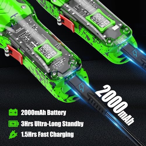 Professional Hair Clippers for Men, Cordless Barber kit for Hair Cutting & Grooming, Hair Clippers and Trimmer Set for Barber Haircut with LED Display, 8 Fade Taper Combs(Green Set) - Image 5