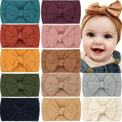 CÉLLOT Super Stretchy Soft Knot Headbands with Hair Bows Head Wrap Hair Accessories For Newborn Baby Girls Infant Toddlers Kids by C%C3%89LLOT