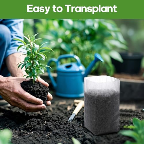 Plant Grow Bags 5.5"x6.3"200pcs Biodegradable Planting Bags Seed Starter Pots Non-Woven Seedling Nursery Pots Home Garden Supply for Vegetable Flower Fruit Tree - Image 5