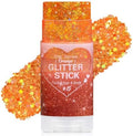 Orange Hair Glitter Stick, Face Body Glitter Makeup for Women and Kids, Chunky Shimmer Sequins for Halloween Autumn Cosplay Makeup, Rave Festival Singer Concert Cheer Spirit Day Outfits Accessories by Yeweian