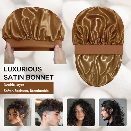 Satin Silk Bonnet for Hair, Double Layer Sleep Cap for Men & Women - Image 2