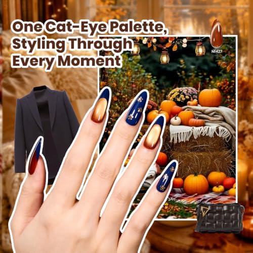 Beetles Cat Eye Gel Nail Polish Set, 20 Colors Magnetic Fall Gel Polish Kit - Image 3
