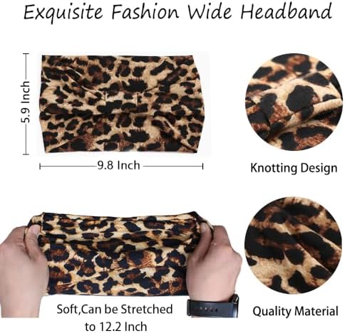 XTREND 4 Packs Wide Headband Fashion Personality Headscarf Bohemian Style Elastic Knotted Non-slip Headband Suitable For Black Women's wig Outdoor Yoga Sports Running Printed Hair Accessories - Image 3