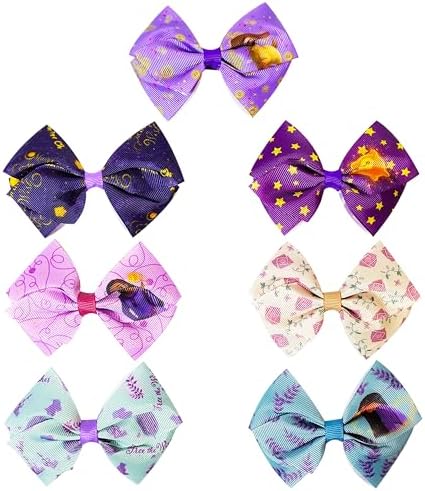 Disney Wish Kids Hair Bows - Hair Accessories Set - 7 Pcs 4 Inch Bow Bundle - Hair Bows for Girls - Different print on each clip - Alligator Clip - Ages 3+ - Image 2