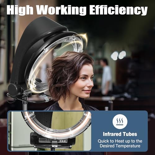 Stand Hair Dryer, 1200W Hair Salon Color Processor Dryer, 3-in-1 Orbital Hair Dryer and Processor 6 Modes, Adjustable Height, Rolling Base for Salon & Home Use, Quiet Care - Image 3