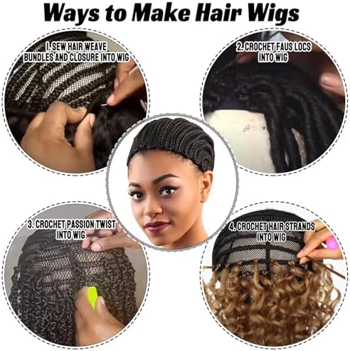 Braided Wig Cap For Crochet Hair Braids Breathable Cornrow Cap for Easier Sew in Weave Hair Glueless Black Cornrow Crochet Wig Cap For Making Wig Tight Fit Medium Size (braided caps,1pc) - Image 3
