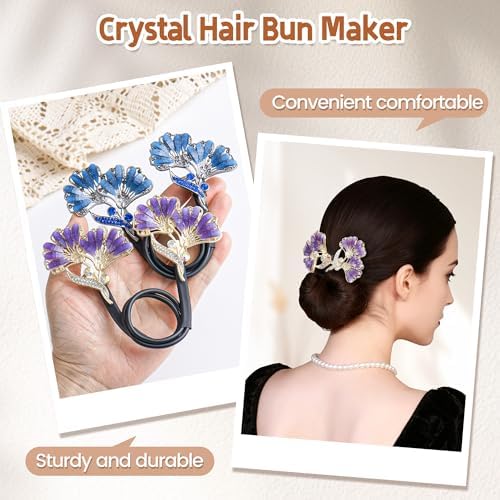 2 Pcs Bun Bun Maker Crystal Hair Bun Maker French Twist Hair Disk for Women - Image 6