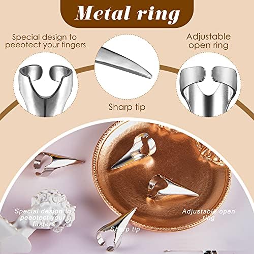 Hicarer 10 Pcs Adjustable Finger Claw Hair Parting Braid Ring Halloween Cos - Image 3