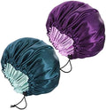 Pengxiaomei 2 Pack Satin Bonnet for Sleeping, Drawstring Hair Bonnet by Pengxiaomei