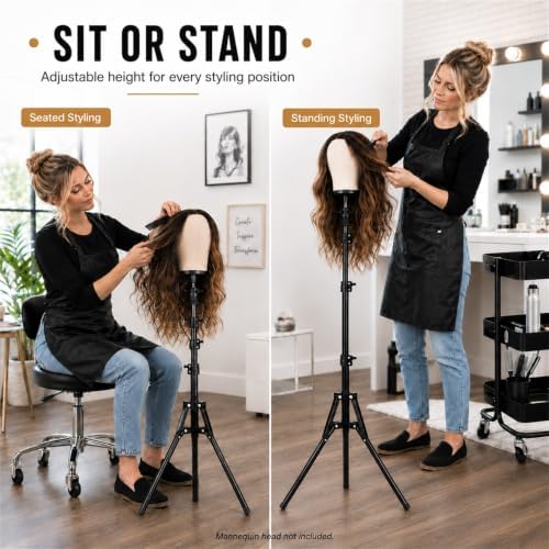 Mannequin Head Tripod Wig Stand: Tall Adjustable Stable Stand 20-61 Inch - Image 2