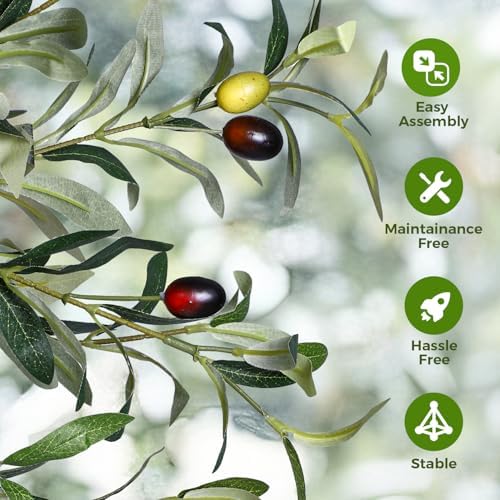 Artificial 10FT Olive Tree Indoor, Tall Faux Olive Tree with White Planter - Image 4