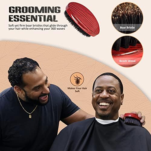 Soft Wave Brush for Men, Boar Bristle 360 Brush for Short Hair & Fresh Cuts - Image 2