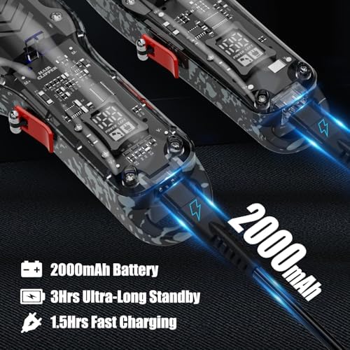 Professional Hair Clippers for Men, Cordless Barber kit for Hair Cutting & Grooming, Hair Clippers and Trimmer Set for Barber Haircut with LED Display, 8 Fade Taper Combs(Black Set) - Image 5
