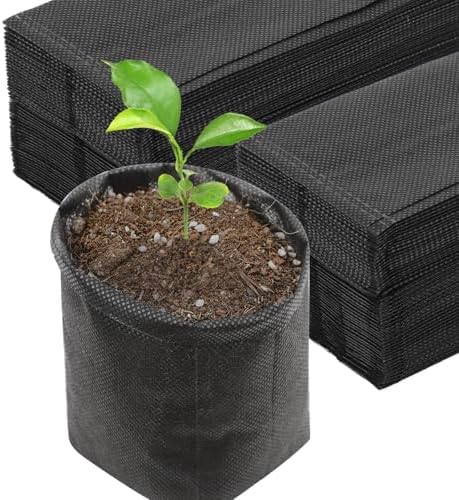 Black Plant Grow Bags for Plants Nursery, Pack of 200 5.5x5.9 Breathable Non-Woven Fabric Grow Bags for Planting Seedling Pots Nursery Pots by ENPOINT