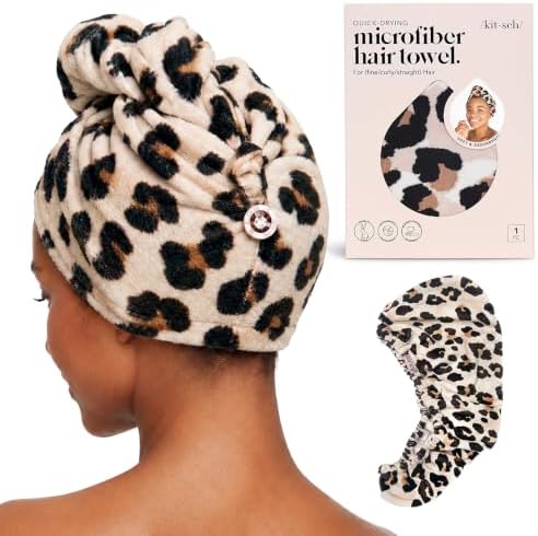 Kitsch Microfiber Hair Towel Wrap for Women - Leopard by Kitsch