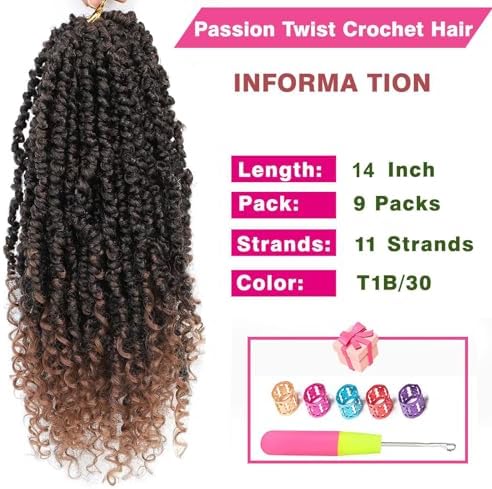 Passion Twist Crochet Hair 14" T1B/30 Pre-Twisted - Image 2