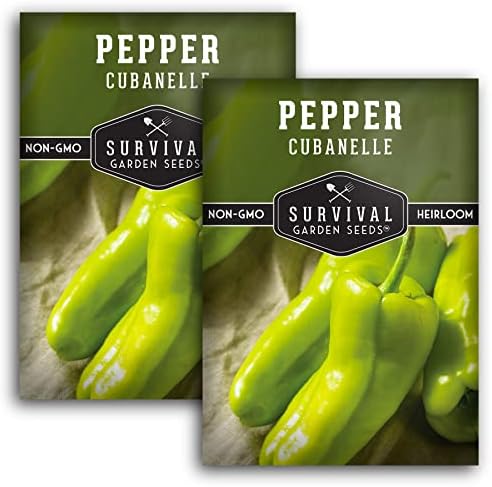 Cubanelle Pepper Seeds for Planting - 2 Packs by SurvivalGardenSeeds