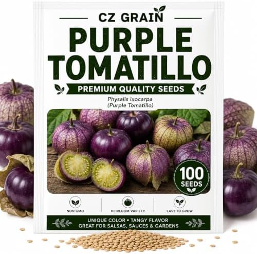 100 Purple Tomatillo Seeds | Heirloom Vegetable Seeds for Planting by CZGrain