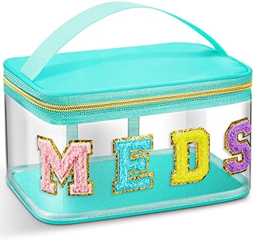 Geetery Meds Travel Bag Green, Meds Chenille Letter Clear by Geetery