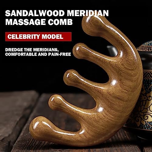 Wooden Scalp Massager - Handmade 100% Natural Green Sandalwood Wide Tooth Combs - Wood Massage Comb & Sandalwood Comb for Luxurious Hair Care - Image 2