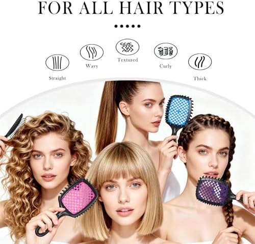 4-Pack Vented Detangling Hair Brush for Wet and Dry Hair, Assorted Colors - Image 7