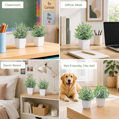 Der Rose 4 Pack 7" Mini Fake Plants, Artificial Plants for Bathroom Decor - Image 6