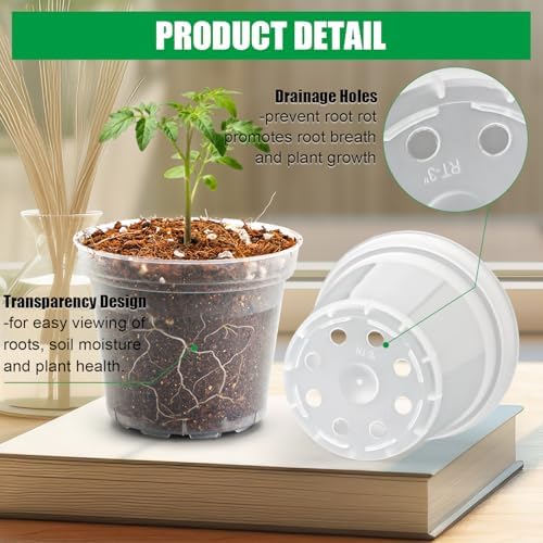 BTPLASTIK 50 Pack 3 Inch Clear Nursery Pots with Drainage Hole, Small Transparent Seed Starter Pots, Sturdy Plastic Plant Pot for Planting Seedlings Vegetables Flowers (3Inch-50P) - Image 3