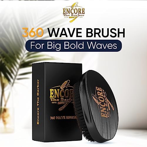 360 Wave Brush medium boar bristle | curved palm for men hair (Black) - Image 3