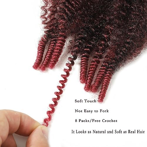 18 Inch Pre-Separated Springy Afro Twist Hair 8 Packs Pre-Fluffy Natural Curls are Perfect for Marley Crochet Hair Suitable for Black Women (T1b/Bug, 18 Inch (Pack of 8)) - Image 3