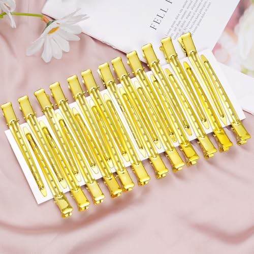 Bantoye 24Packs Duck Bill Clips 3.35Inch Metal Alligator Clip,Bright Yellow - Image 4