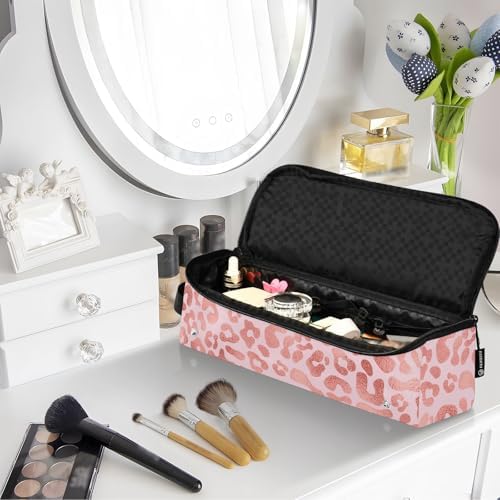 Hair Tools Travel Bag with Heat Resistant Mat Detachable 2-in-1 Curling Iron Travel Case Hot Tools Organizer for Straightener Flat Iron Pink Leopard Animal - Image 7
