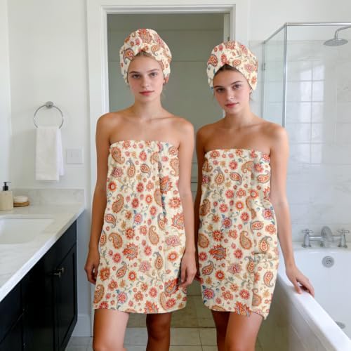 Absorbent Bath Towel Wrap Set (32 X 60In), Paisleys Print Towel Wrap - Image 7