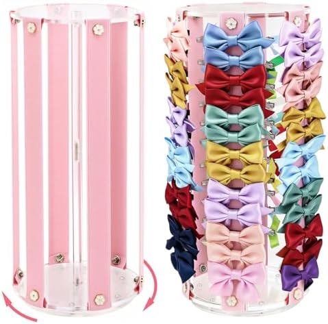 Rotating Bow Organizer for Girls - Spinning Large Capacity Hair Bow Holder with Cute Design, Effortless Hair Clip Organizer for Home Dresser, Essential Storage Solution for Girls by QUPIVA