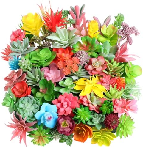 WILLBOND 100 Pcs Fake Succulent Artificial Succulents Plants, Fresh Style by Willbond+Technology+Limited