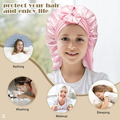 AWAYTR Kids Bonnets for Girls - Satin Long Hair Braid Bonnet for Sleeping - Image 3