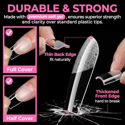UNA GELLA Sharp Square Nail Tips Medium Soft Gel Nail Tips 216pcs 12 Sizes - Image 5