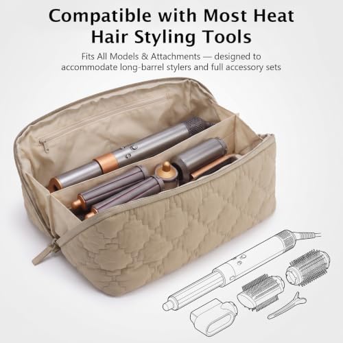 Hair Tool Travel Organizer Bag with Heat Resistant Mat,Camel - Image 3