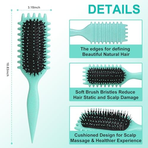 Curly Hair Brush, Curl Defining Brushes, Styling Brush for Curly Hair, Shaping and Defining Curls Brushes for Women (Green) - Image 2